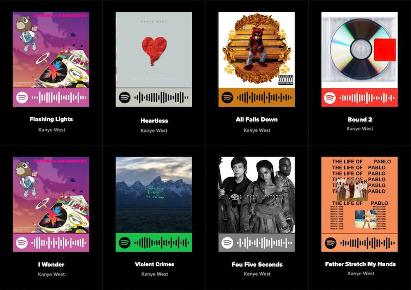 پک اسپاتیفای کارت 8تایی کانیه وست / Kanye West