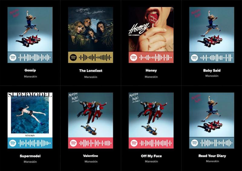 پک اسپاتیفای کارت 8 تایی 2 Maneskin