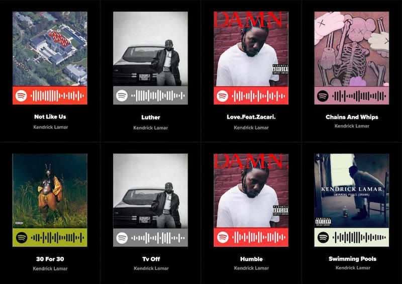 پک اسپاتیفای کارت 8تایی کندریک لامار 2 / Kendrick Lamar