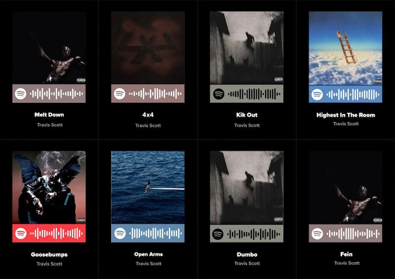 پک اسپاتیفای کارت 8تایی Travis Scott