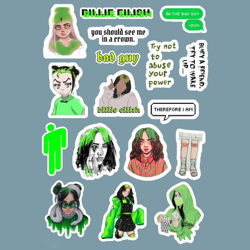 استیکر بیلی سبز / Billie Eilish کد 1133