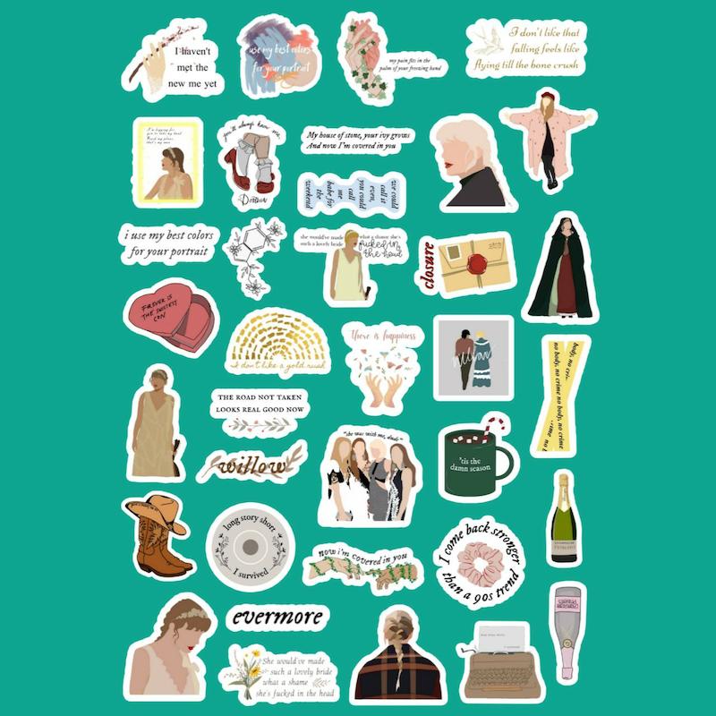 مگا پک 36 تایی استیکر تیلور _ Evermore - Taylor Swift