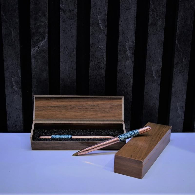 خودکار تک فیروزه کوبی با جعبه چوبی PN-00