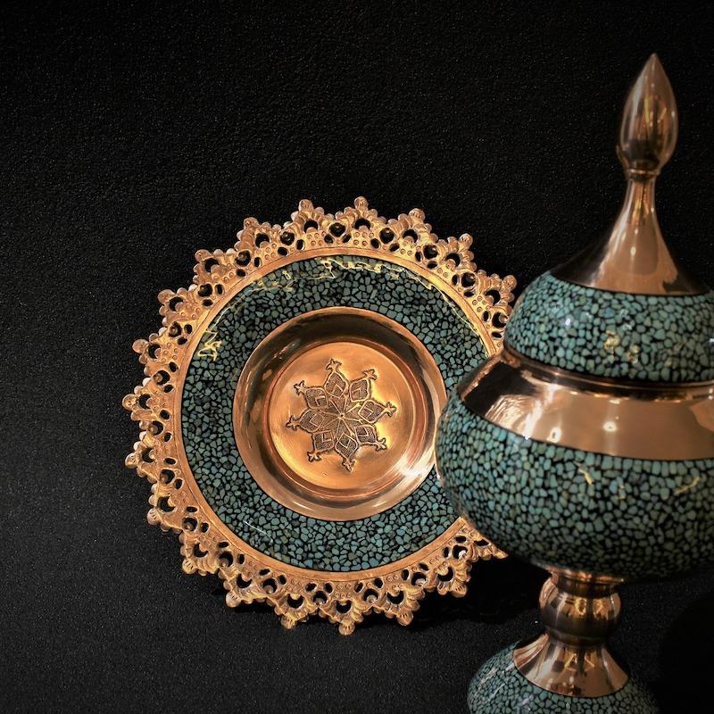 شیرینی خوری بدون پایه مس و فیروزه
