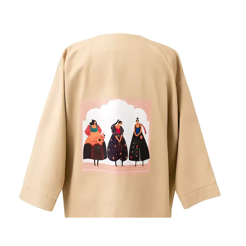 محصول پارچه‌ای کتان کجراه با چاپ طرح و مغزدوزی