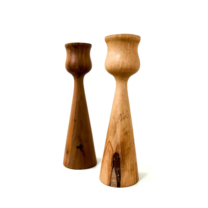 شمعدان دست ساز با چوب طبیعی 