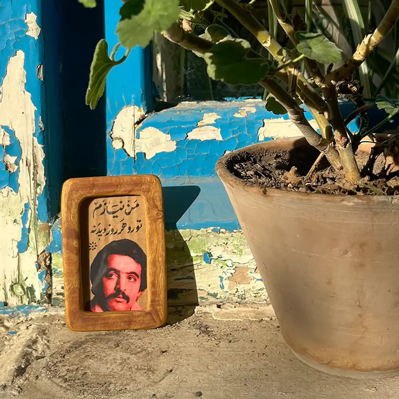 قاب دست ساز با چوب طبیعی و تصویر فریدون فروغی