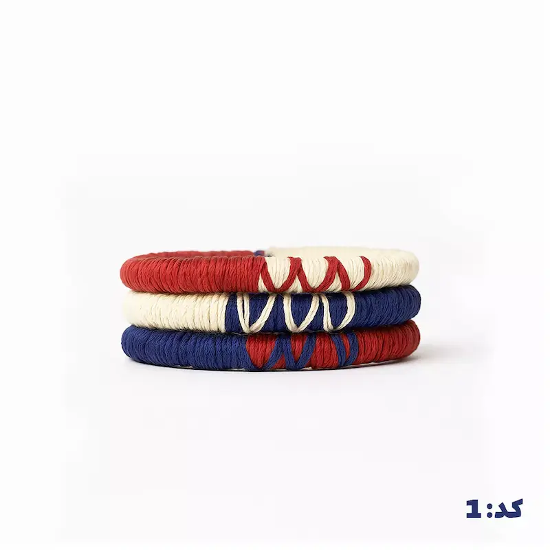 alt="دستبند بافت سه ردیفه دست‌ساز"