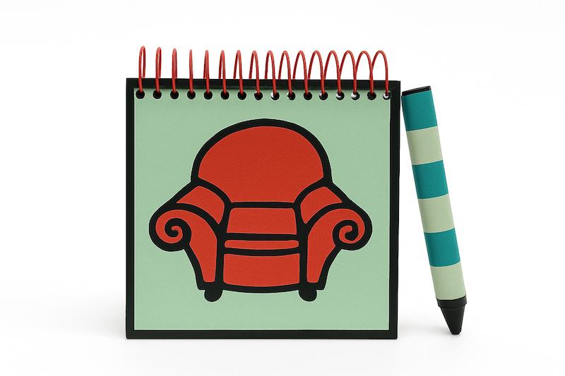 دفترچه رد پای آبی مقوایی با برچسب و مدادشمعی