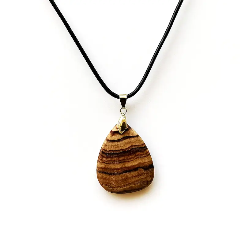 آویز سنگ جاسپر طبیعی با تراش حرفه‌ای