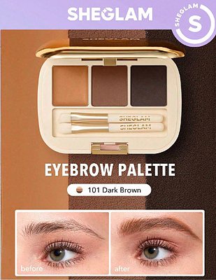 پالت سایه ابرو سه رنگ شیگلم eyebrow palette – 101 dark brown 