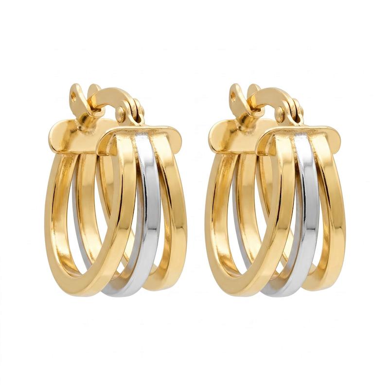 گوشواره زنانه طلا ۱۸ عیار گوشواره حلقه ای ۳ رنگ گالری طلای فلور گالری طلای فلور