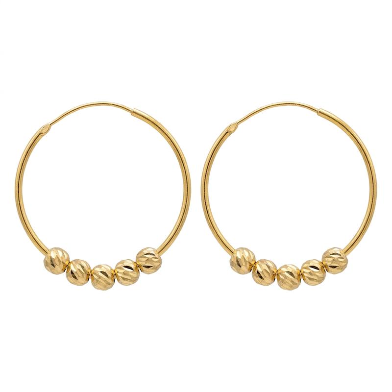 گوشواره زنانه طلا ۱۸ عیار گوشواره حلقه ای با گوی البرنادو قطر ۲ سانت گالری طلای فلور گالری طلای فلور