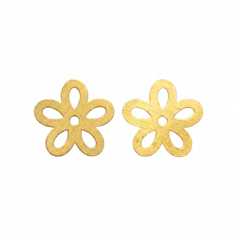 گوشواره زنانه طلا ۱۸ عیار گوشواره میخی گل مات گالری طلای فلور گالری طلای فلور