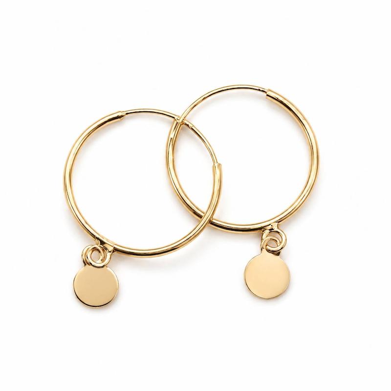 گوشواره زنانه طلا ۱۸ عیار گوشواره حلقه ای آویز پولکی تک لی لی گلد