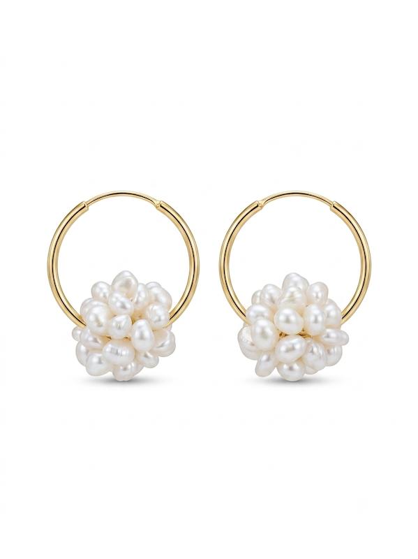 گوشواره زنانه طلا ۱۸ عیار گوشواره حلقه ای شکوفه گالری نوبِل