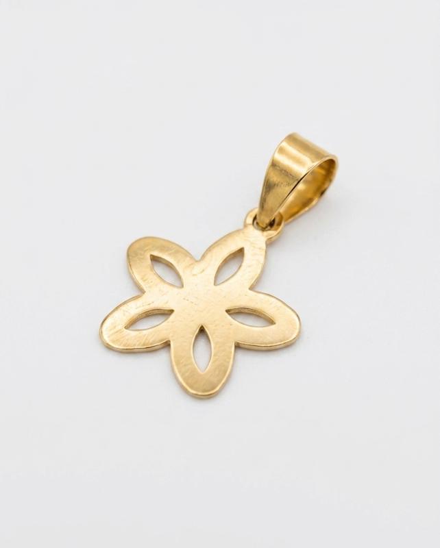 آویز زنانه طلا ۱۸ عیار آویز پلاک گل ۵ برگ گالری مهدی زاده