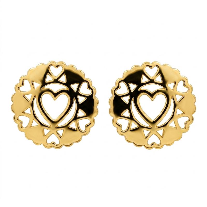 گوشواره بچگانه طلا ۱۸ عیار قلبی گالری نوین