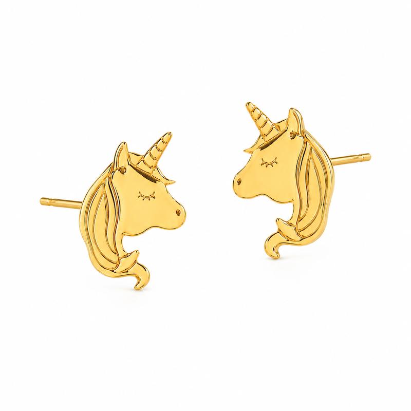 گوشواره بچگانه طلا ۱۸ عیار گوشواره یونیکورن میخی گالری نوبِل