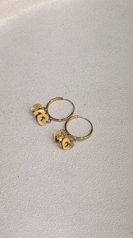 گوشواره زنانه طلا ۱۸ عیار گوشواره حلقه ای آویز قلب گالری ماه سـا
