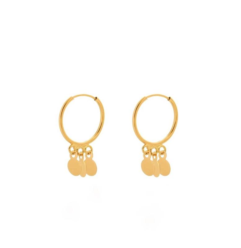 گوشواره زنانه طلا ۱۸ عیار گوشواره حلقه ای آویز پولکی لی لی گلد