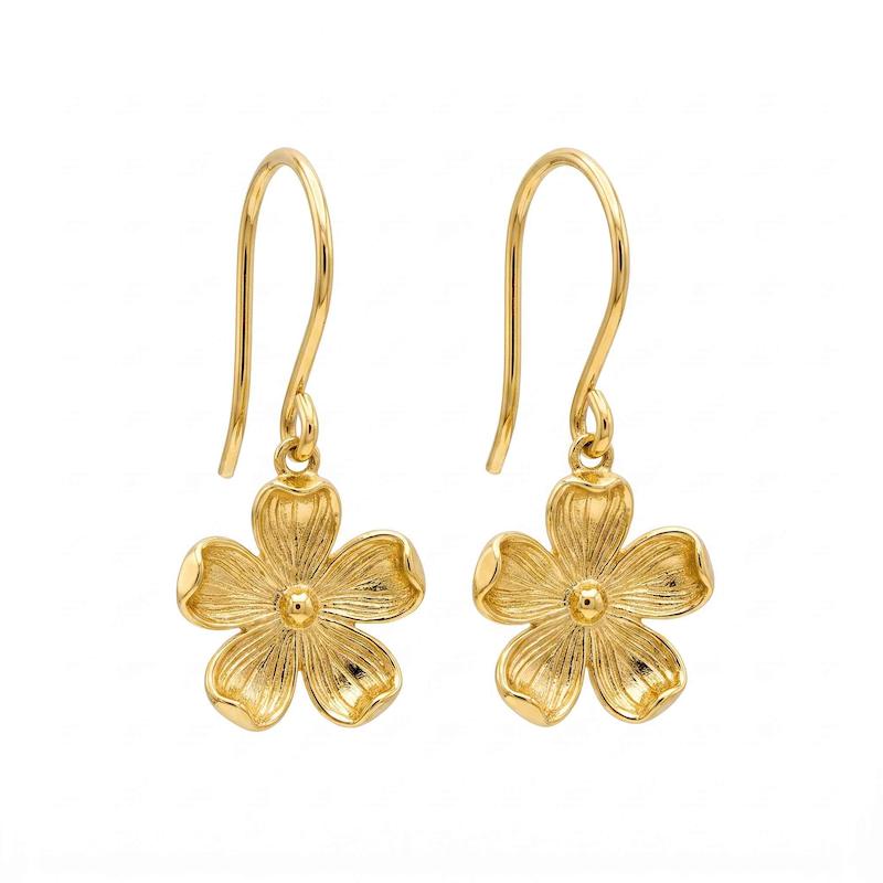 گوشواره طلا ۱۸ عیار گوشواره گل تراش 98 گالری نیک گلد