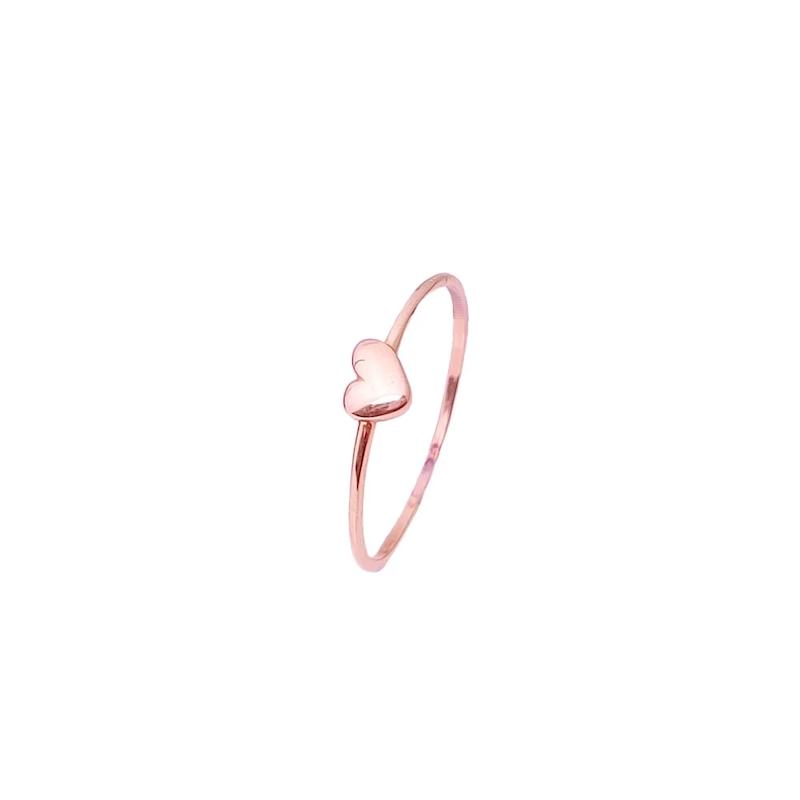 انگشتر زنانه طلا ۱۸ عیار انگشتر مینیمال قلب ظریف (مدل Tiny Heart) گالری طلای یمنا