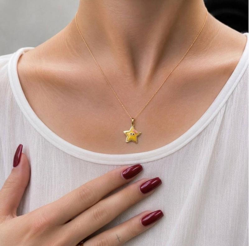 آویز بچگانه طلا ۱۸ عیار پلاک ستاره سواروسکی گالری مهدی زاده
