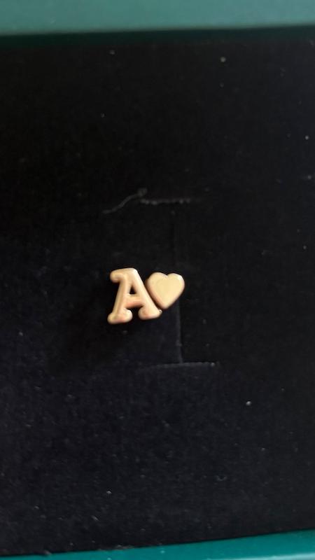 آویز زنانه طلا ۱۸ عیار حروف A و قلب سه بعدی زرنور گلد