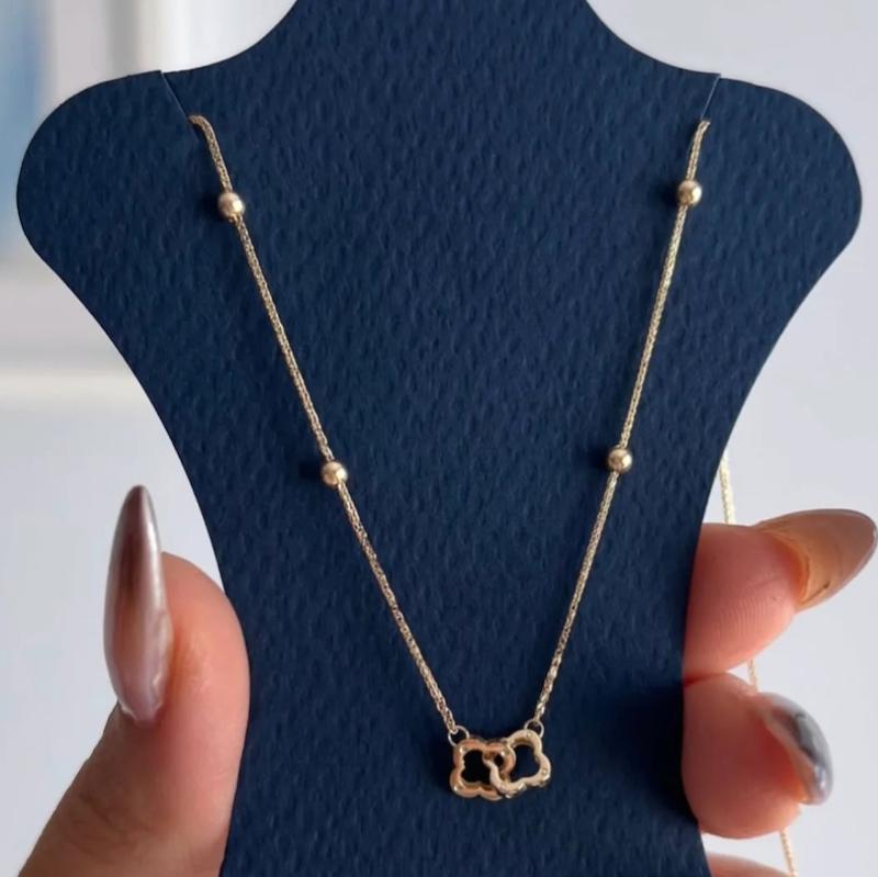 گردنبند زنانه طلا ۱۸ عیار گردنبند ونکلیف دو حلقه متصل گالری کاژه گلد
