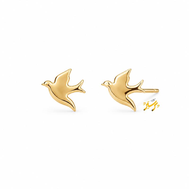 گوشواره زنانه طلا ۱۸ عیار ققنوس گالری طلای پرستیژ
