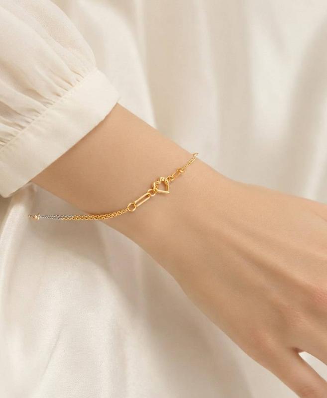 دستبند زنانه طلا ۱۸ عیار دستبند قلبی گالری ژاویا