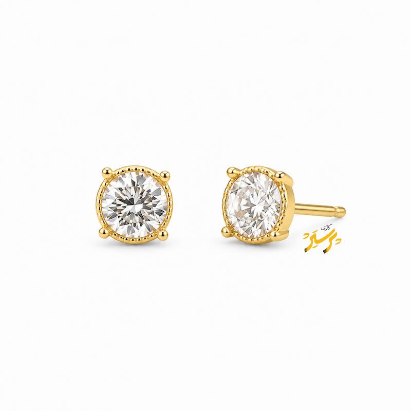 گوشواره زنانه طلا ۱۸ عیار نگینی گالری طلای پرستیژ