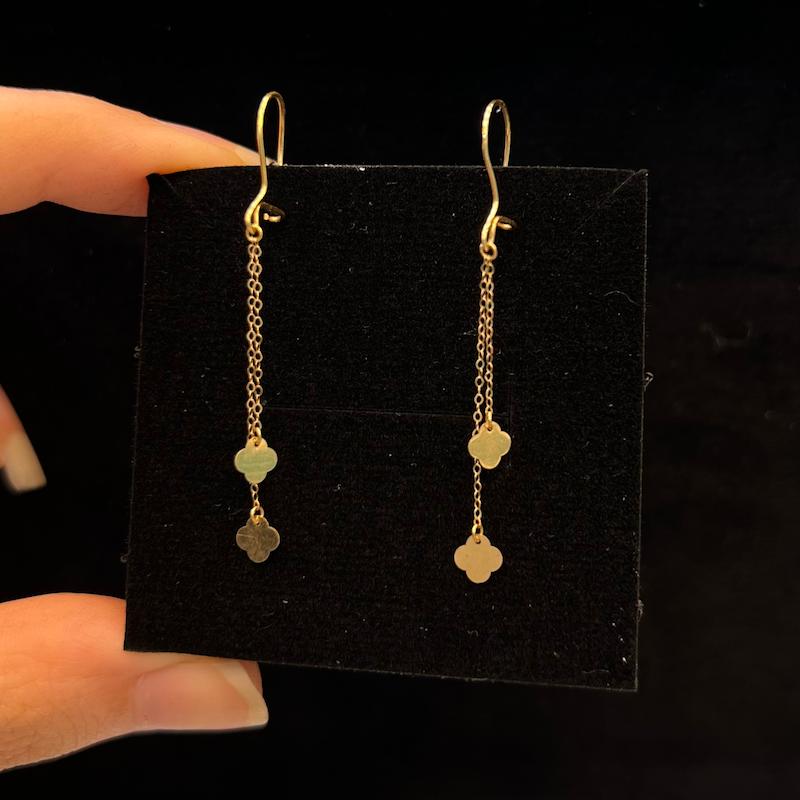 گوشواره زنانه طلا ۱۸ عیار ونکلیف آویز گالری طلای ایرانه