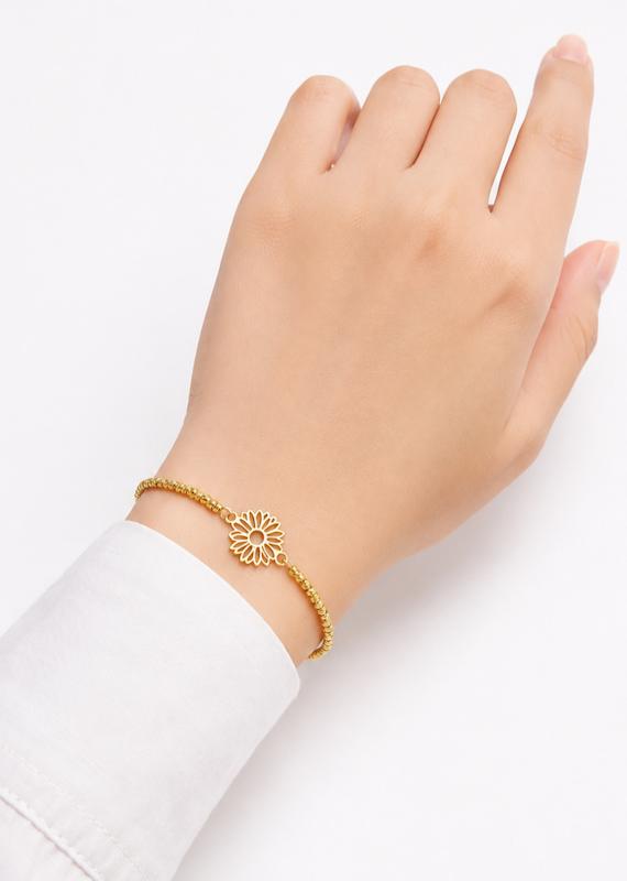 دستبند زنانه طلا ۱۸ عیار گل آفتابگردان (فقط پلاک وسط طلا هست) VoGa GOLD