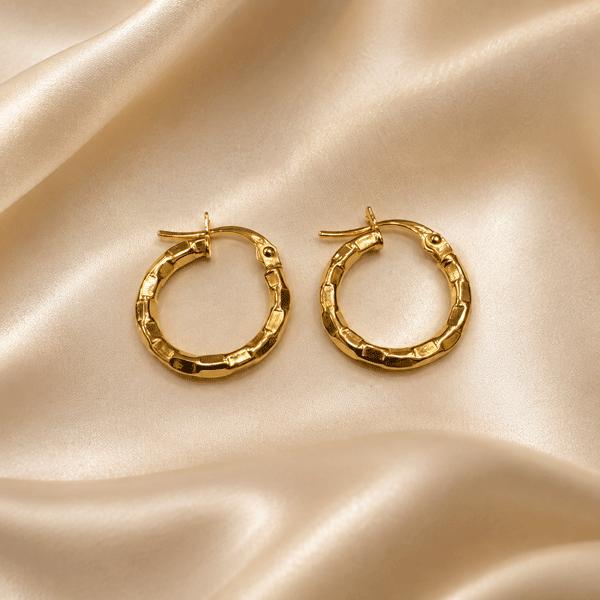 گوشواره زنانه طلا ۱۸ عیار گوشواره حلقه‌ای طلا مدل الکتروفون گالری طلای روژمان