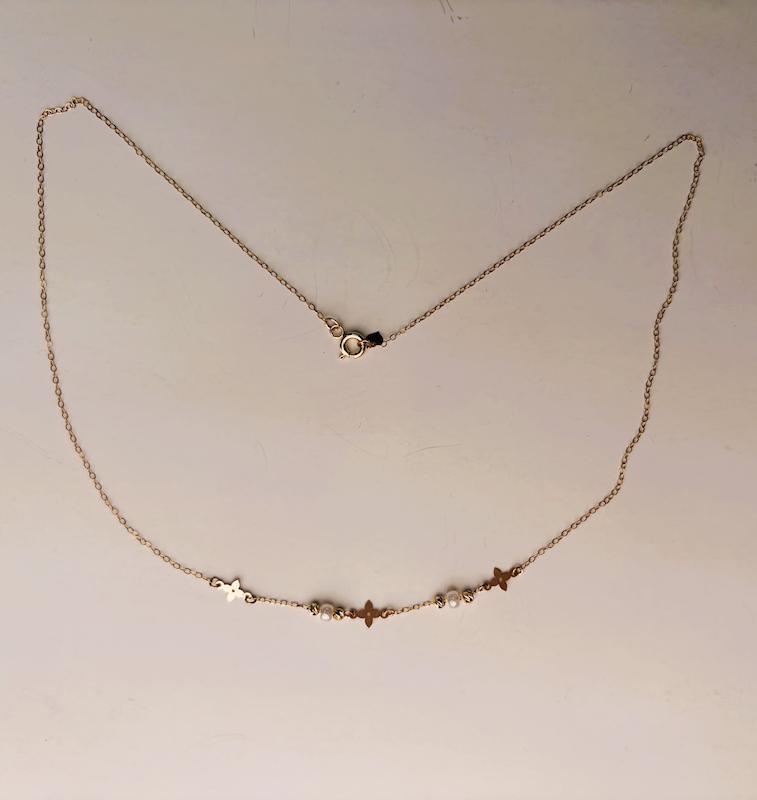 گردنبند زنانه طلا ۱۸ عیار گردنبند مرواریدی لوکس نی گلد