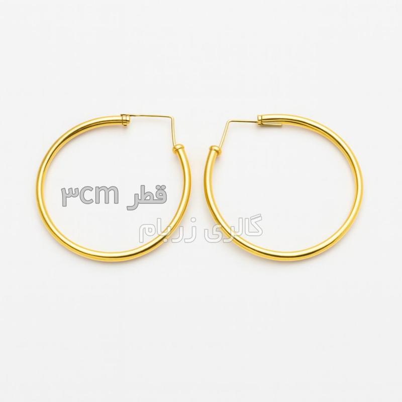 گوشواره زنانه طلا ۱۸ عیار گوشواره حلقه ای مثلث(کم اجرت) گالری زربام