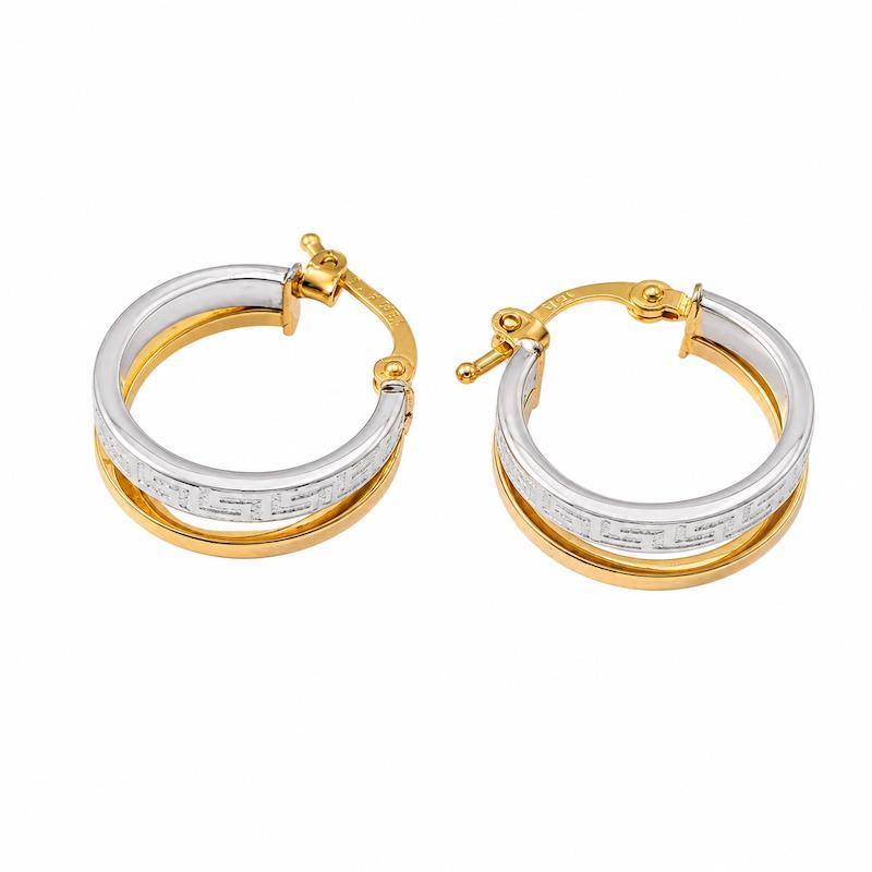 گوشواره زنانه طلا ۱۸ عیار گوشواره حلقه ای دوبل دو رنگ طرح ورساچه قطر12 گالری زربام