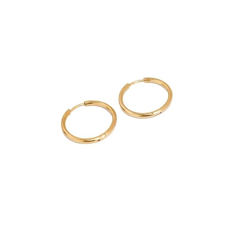 گوشواره طلا ۱۸ عیار حلقه ای ساده مینیمال کد H004 لیدا گالری