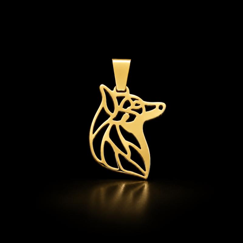 آویز طلا ۱۸ عیار آویز گردنبند لیزری طرح گرگ ری گلد