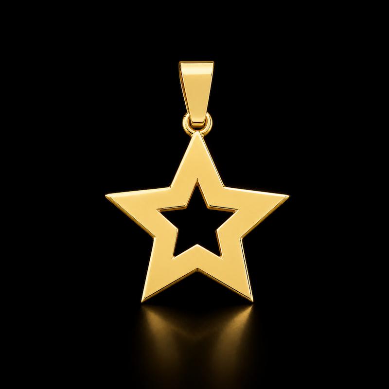 آویز طلا ۱۸ عیار آویز گردنبند لیزری طرح ستاره ری گلد