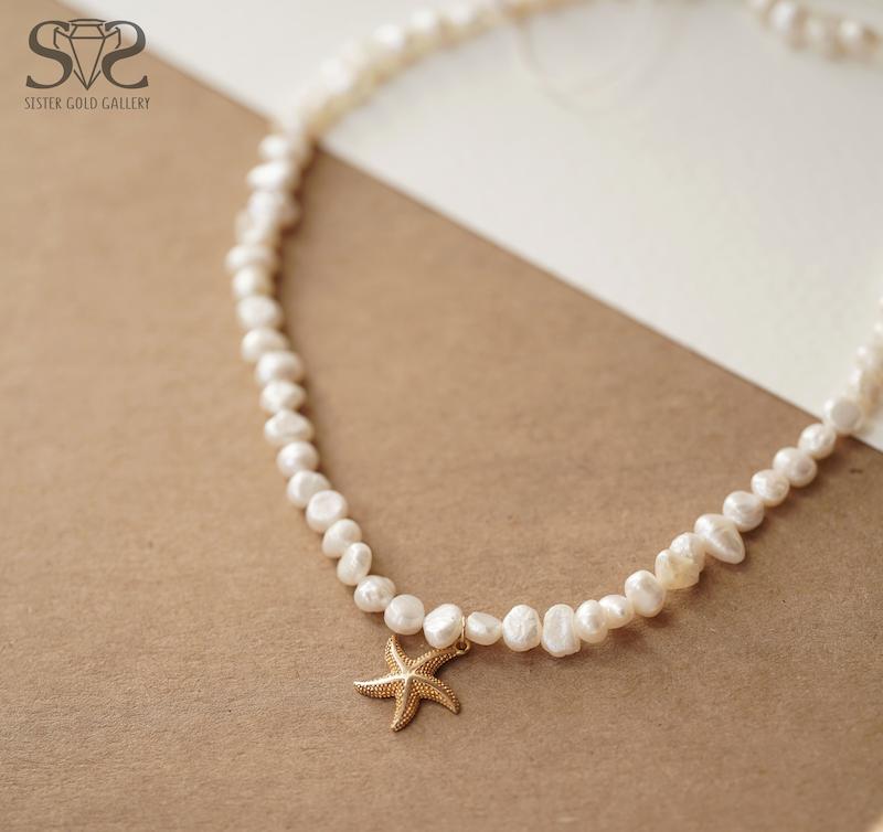 گردنبند زنانه طلا ۱۸ عیار گردنبند طلا ستاره دریایی سیستر کد s-2192 گالری طلا سیستر