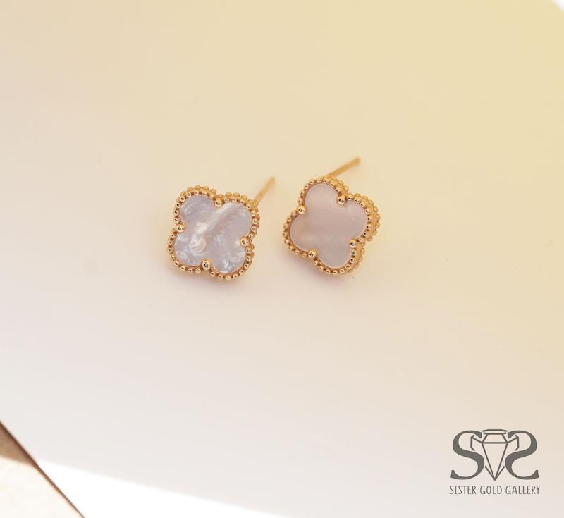 گوشواره زنانه طلا ۱۸ عیار گوشواره طلا ونکلیف سفید کد s-1127 گالری طلا سیستر