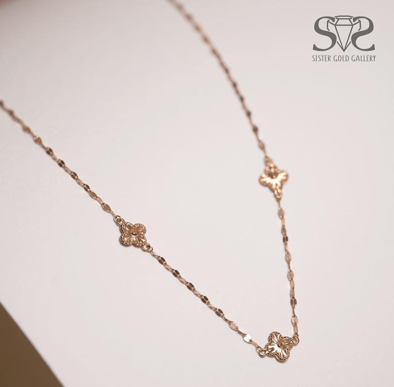 گردنبند زنانه طلا ۱۸ عیار زنجیر پلاک طلا ونکلیف کد s-990 گالری طلا سیستر