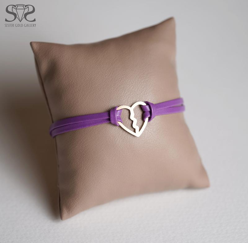 دستبند زنانه طلا ۱۸ عیار دستبند طلا چرم طرح قلب خط کد s-519 گالری طلا سیستر