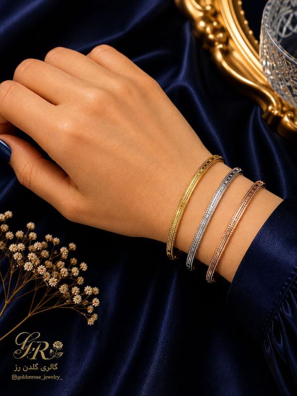 بنگل زنانه طلا ۱۸ عیار لوکس گالری گلدن رز