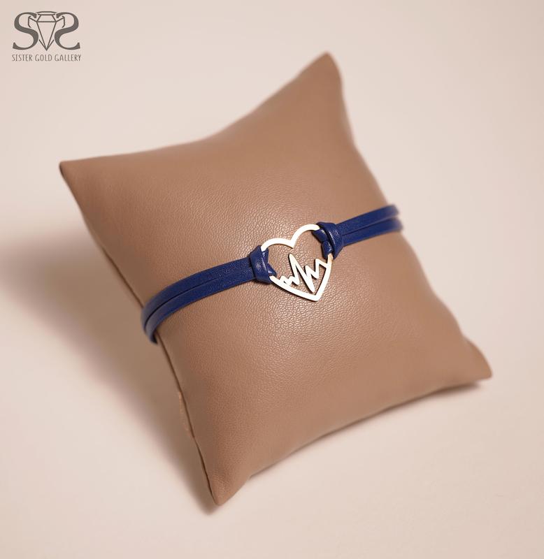 دستبند زنانه طلا ۱۸ عیار دستبند طلا چرم طرح قلب نبض کد s-520 گالری طلا سیستر
