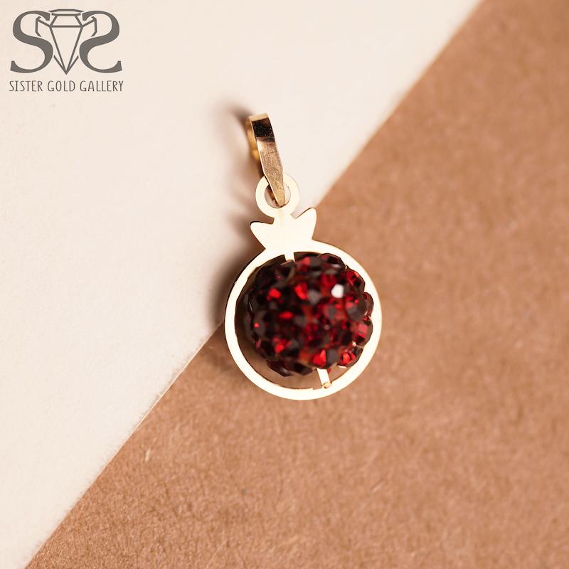 آویز زنانه طلا ۱۸ عیار پلاک طلا معلق طرح انار کد s-1814 گالری طلا سیستر
