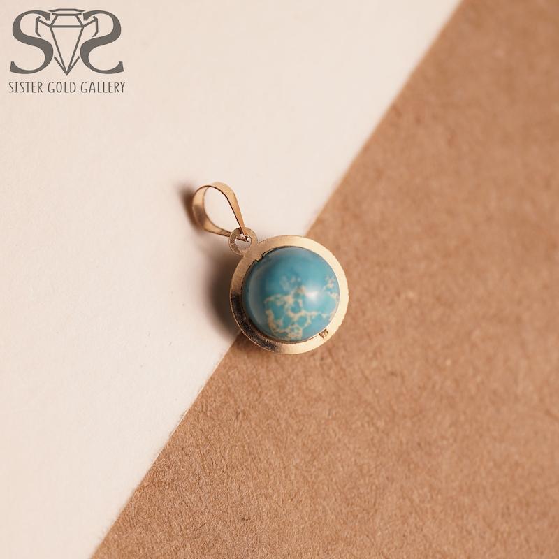 آویز زنانه طلا ۱۸ عیار پلاک طلا معلق طرح فیروزه کد s-2196 گالری طلا سیستر